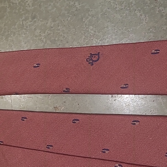 CHRISTIAN DIOR MONOGRAM LOGO BURGUNDY EMBROIDERED PATTERN NECK TIE - Picture 6 of 7